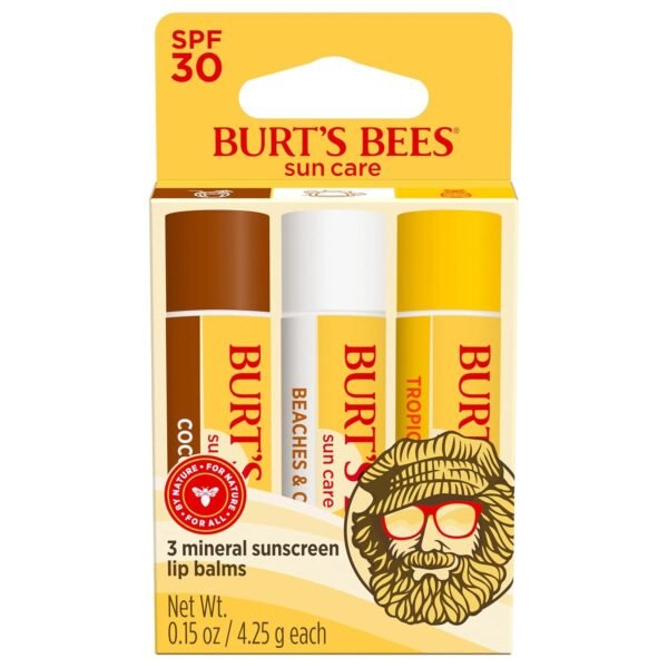 813YTgJFLYL._SL1500_.jpg Burt’s Bees SPF 30 Lip Balm, Island Getaway - Coco Loco, Beaches & Cream, Tropic Like It's Hot, Water-Resistant Sun Care, Natural Origin Lip Treatment, 3 Tubes, 0.15 oz