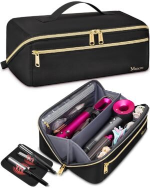 813wNntVtaL._SL1500_.jpg Mancro Hot Hair Tools Travel Bag with Separate Heat Resistant Mat, Large Capacity Wide-open Pouch, Hair Accessories Organizer for Flat Irons, Straighteners, Curling Iron,Travel Essentials for Women