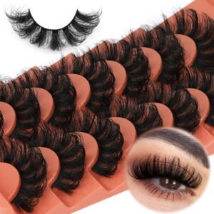 813yjTo-HXL._SL1500_.jpg Mink Lashes Fluff False Eyelashes 20mm Full Wispy Eye Lashes 8D Volume Curly Fake Eyelashes 7 Pairs Faux Mink Lashes Multipack by TOOCHUNAG