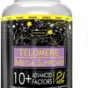 ACTIF Telomere Mega Support with 10+ Factors, Non-GMO, Telomerase and DNA Supplement for Energy, Memory and Anti-Aging, Made in USA, 60 Count