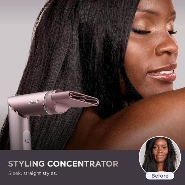 814HE4ZUaL._SL1500_.jpg Shark FlexFusion Hair Straightener & Powerful Hair Dryer with Fusion Hair Brush, Ceramic Air Styler with Auto-Wrap Hair Curlers & Concentrator, Ceramic Plates, Cosmic Blush HD641S