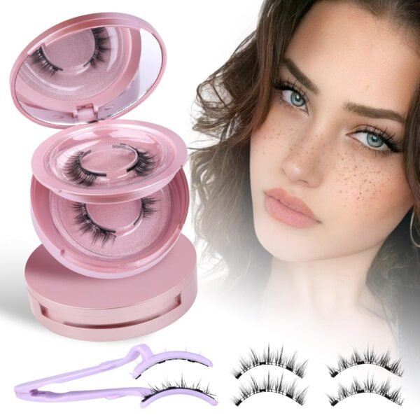 wiwoseo Magnetic Eyelashes with Applicator 2 Pairs No Glue Needed Magnetics Eyelashes Natural Look Magnetic Lashes with Applicator pestañas magnéticas Reusable Magnetics Eyelashes without Eyeliner