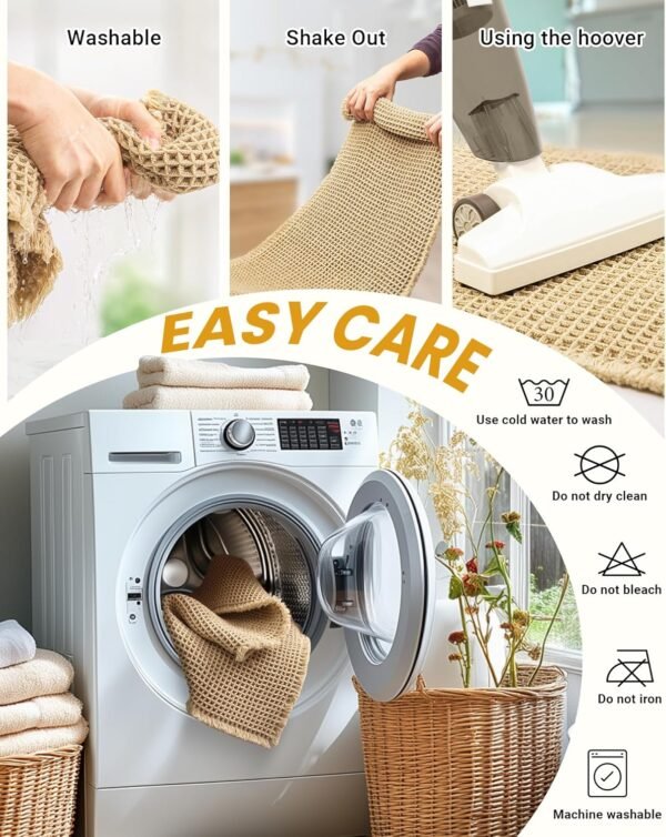 Large Waffle Bath Mat Set, Non Slip Bathroom Mat Set, Ultra Absorbent Bath Mats for Bathroom Decor, Extra Soft Floor Bathroom Rugs Sets 2 Piece, Washable Bath Rugs (20"×47" and 16"×24")