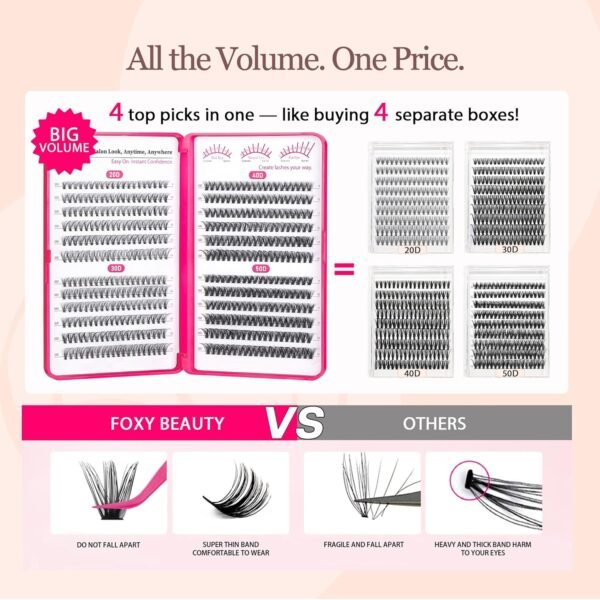 Waltz Lash Clusters Kit - Lash Clusters Lash Extension Kit with Bond and Seal Eyelash Cluster 20D30D40D50D-0.07D Cluster Eyelash Extensions Eyelash Extension Kit DIY at Home
