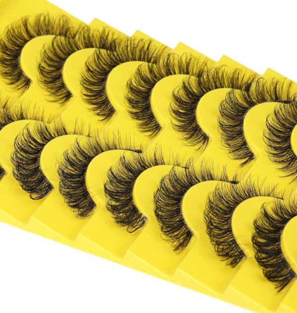 8151D8kNU5L._SL1500_.jpg False Eyelashes Russian Strip Lashes D Curl Wispy Natural Look Faux Mink Lashes Like Eyelash Extension Fluffy zanlufly Transparent Band Cat Eye Fake Eyelashes Pack