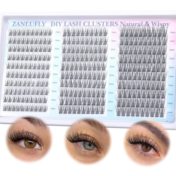 8159jAz-PfL._SL1500_.jpg Lash Clusters Wispy Eyelash Clusters C-Curly Individual Lashes zanlufly Natural 300Pcs Cluster Lashes Eyelash Extension 10 12 14MM DIY Lash Extension