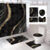 beifivcl 4Pcs Luxury Marble Shower Curtain Sets, Bathroom Sets with Shower Curtain, Toilet Lid Rug, Bath Mat and Contour Mat, Shower Curtain with 12 Hooks for Bathroom Set Decor 72 x 72 Inch, Black﻿