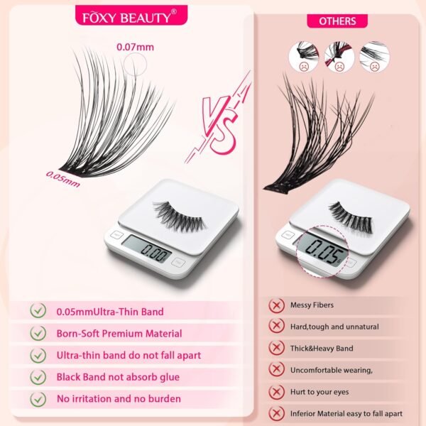 Waltz Lash Clusters Kit - Lash Clusters Lash Extension Kit with Bond and Seal Eyelash Cluster 20D30D40D50D-0.07D Cluster Eyelash Extensions Eyelash Extension Kit DIY at Home