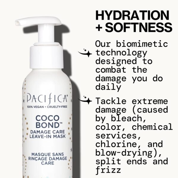 PACIFICA Beauty, Coco Bond Damage Care Leave-In Repair Mask Treatment, Dry & Damaged Hair from Bleach, Color, Chemical Services, Chlorine, & Heat, Coconut, Vegan