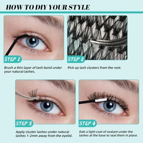 815YipRXpFL._SL1500_.jpg Lash Clusters Kit 320Pcs,30D 40D Eyelash Extension Kit,Lash Bond and Seal Waterproof,Lash Remover for Individual Cluster Lashes Kit,Lash Applicator Tool for DIY Lash Extension Kit(D-Mix9-16mm Kit)