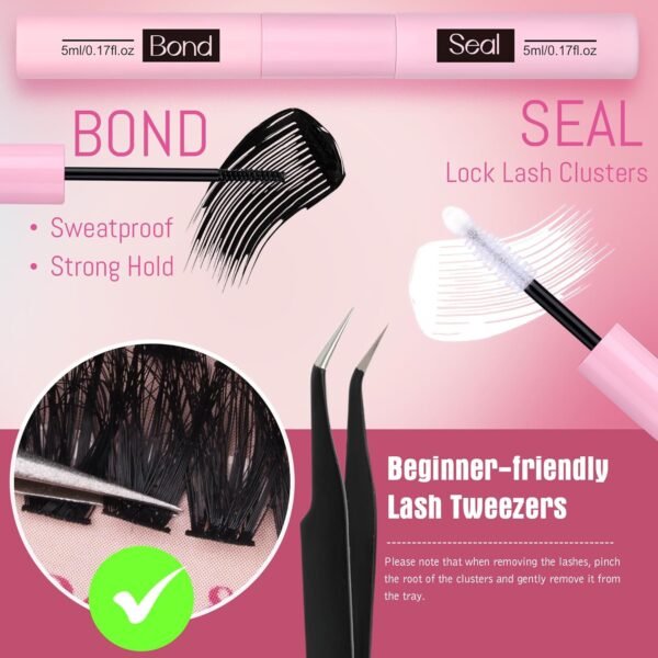 815f8t7JGL._SL1500_.jpg EYDEVRO Fluffy Lash Clusters Kit 80D100D Volume Lash Extension Kit 280 Pcs Left/Right Cluster Eyelash Extension Kit D Curl Thick Mega Lash Clusters with Waterproof Lash Bond and Seal and Lash Tweezers