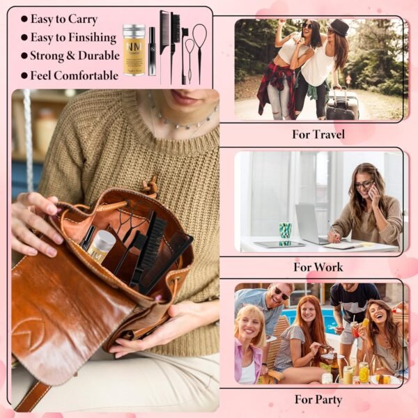 815l6HEwZtL._SL1500_.jpg Slick Back Hair Brush Wax Stick Set for Flyaways Stocking Stuffers for Kids Women Christmas/Birthday Gifts Hair Accessories for Women Girl Teen Girls Trendy Stuff, Hair Styling Tools Baby Hairs Gel