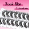 815yh5uk5wL._SL1500_.jpg Veleasha Lashes Russian Strip Lashes Eyelashes with Clear Band Looks Like Eyelash Extensions D Curl Lash Strips 10 Pairs Pack (DT01)