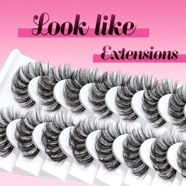 815yh5uk5wL._SL1500_.jpg Veleasha Lashes Russian Strip Lashes Eyelashes with Clear Band Looks Like Eyelash Extensions D Curl Lash Strips 10 Pairs Pack (DT01)