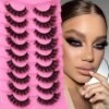 816ziLMU6L._SL1500_.jpg Mink Lashes Fluffier Wispy False Eyelashes 15mm Natural Thick Volume Fluffy Curly Fake Eyelashes 9 Pairs by Yawamica