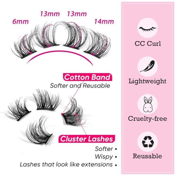 8163zb8cWDL._SL1500_.jpg Cluster Lashes Extensions Natural Look False Eyelashes 3D Individual Lashes 15mm DIY Strip Lash Multipack