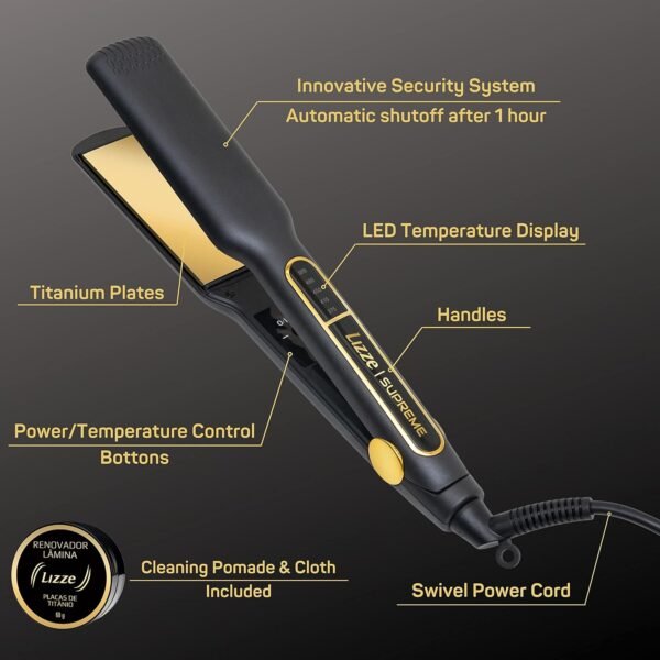 8168nqTreHL._AC_SL1500_.jpg Professional Flat Iron Hair Straightener Plancha De Cabello Professional - Titanium Hair Iron Straightens Frizzy Hair Curls - Sleek Salon Hair Styling Tool - Lizze Supreme 1.5" Pro Straightening Iron
