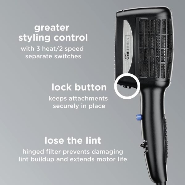 8169D2OPmoS._SL1500_.jpg INFINITIPRO BY CONAIR 3-in-1 Styling Hair Dryer, 1875W Hair Dryer with Ceramic Technology and 3 Attachments
