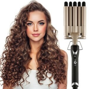 816KB66eTL._SL1500_.jpg Hair Crimper Iron 5 Barrel Curling Iron Wand, 0.6 Inch Hair Waver Curler Ceramic Tourmaline Hair Styling Tool with Dual Voltage (0.6 Inch)