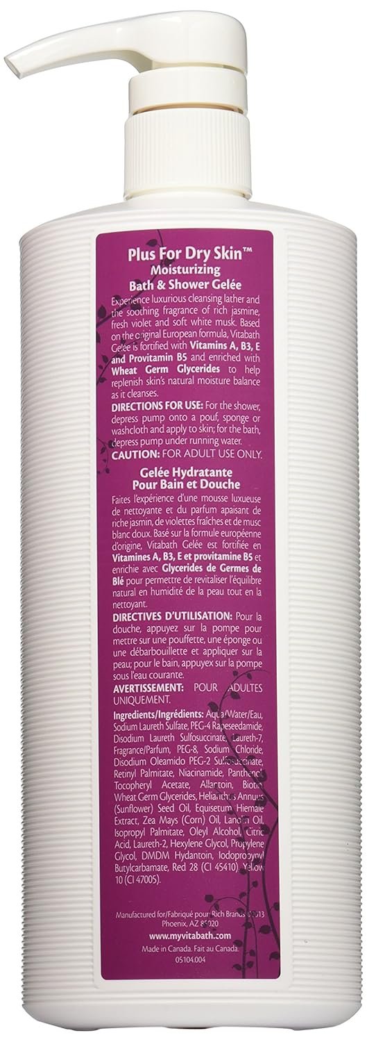 Vitabath Moisturizing Bath & Shower Gelee, Plus For Dry Skin, 32-Ounces