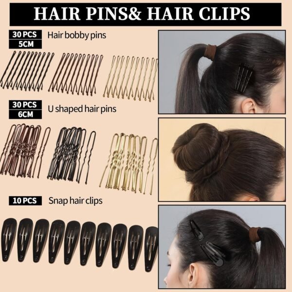 816lHbBaNBL._SL1500_.jpg FANDAMEI Hair Ties Kit for Women, Velvet Scrunchies, Elastic Rubber Bands, Seamless Hair Ties, Hair Clips, Bobby Pins, U Shaped Hair Pins for Styling, Hair Accessories Kit
