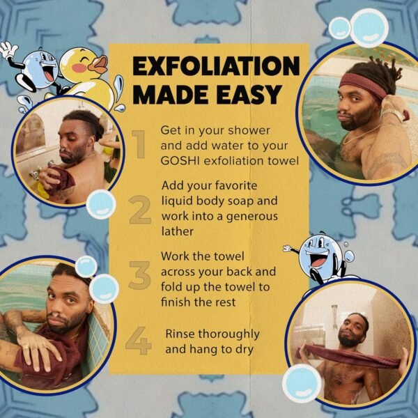 GOSHI Exfoliating Shower Towel - Rip-Resistant Exfoliating Washcloth for All Skin Types - Brick Red - Made in Japan