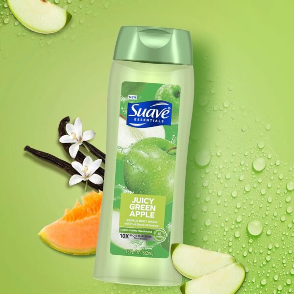 Suave Moisturizing Body Wash, with Juicy Apple and Vitamin E Extract, No Parabens, No Phtahaltes, 18 Oz Pack of 6