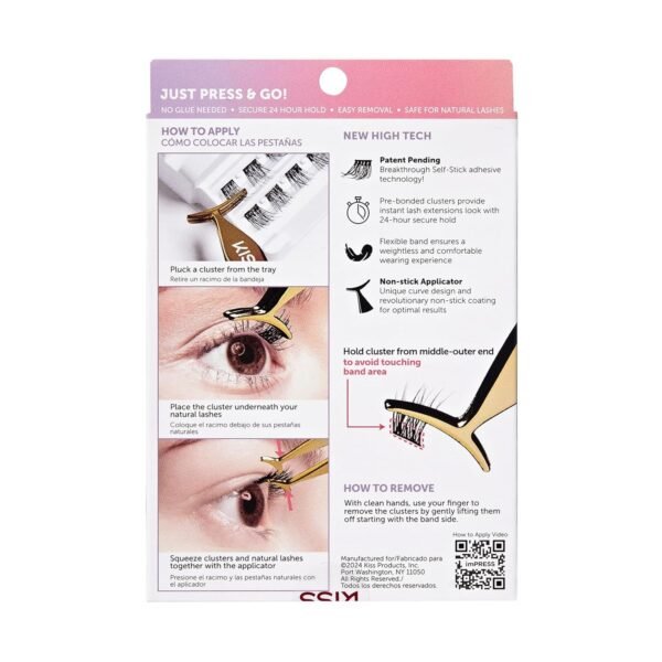 8172nPeQhnL._SL1500_.jpg KISS imPRESS Falsies Self Adhesive Eyelashes, Press On Lashes, 12mm-14mm Natural Volume Lashes, Black, No Glue Needed, Invisible Band, 36 Lash Clusters & Non-Stick Applicator - Natural