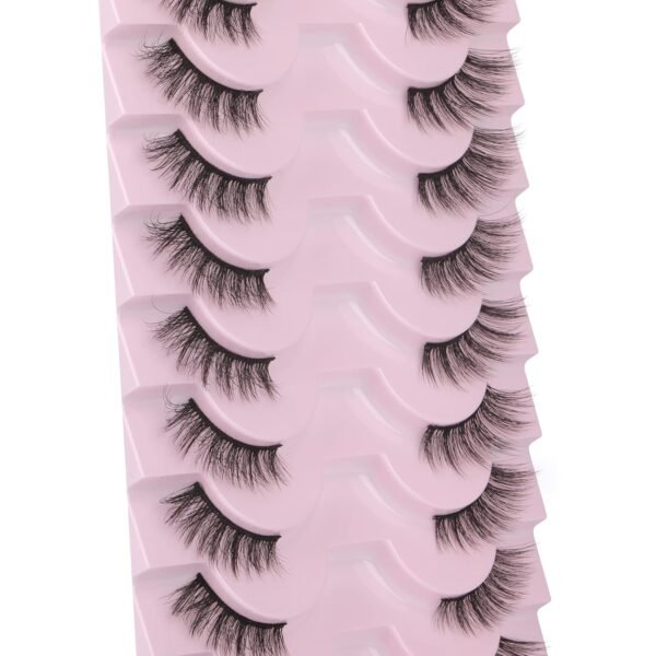 8176cWeEXML._SL1500_.jpg FANXITON Half Lashes Natural Look Wispy 10 Pairs Cat Eye Lashes 3D False Eyelashes Full Soft 15 MM Short Faux Mink Lashes Sets Pack