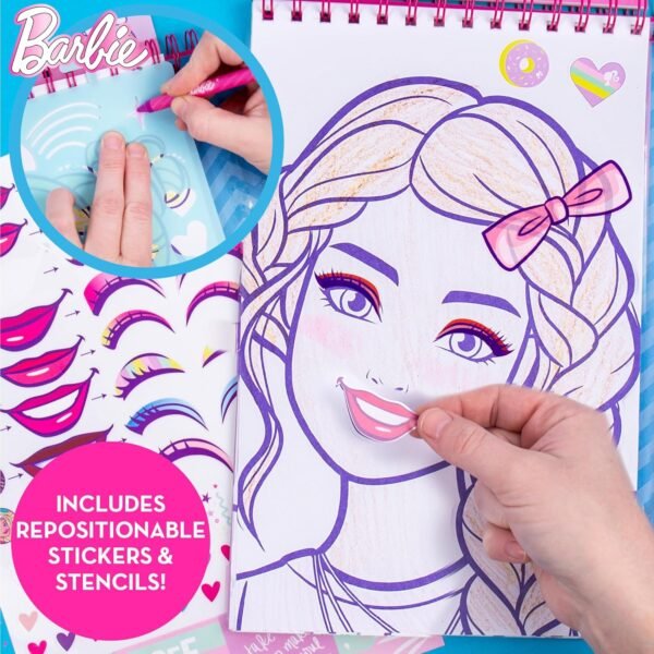Horizon Group USA Barbie Magazine - Create Hair & Makeup Looks with 130+ Stencils, 180+ Stickers, Crayons & Pretend Makeup
