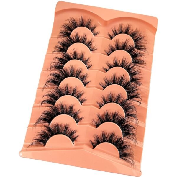 817UUFHOTyL._SL1500_.jpg False Eyelashes Strip Lashes Wispy Yasnai Cat Eye Lash Fake Eyelash Natural Look Volume 18mm Mink Fluffy Fox Eyelashes 7 Pairs Pack 9D