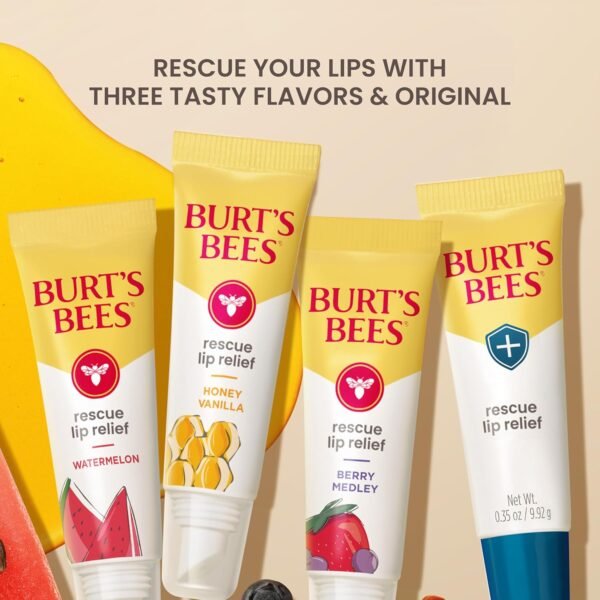 817Ze42zRYL._SL1500_.jpg Burt's Bees Rescue Lip Relief, Watermelon, Hydrating Lip Balm for Dry Cracked Lips, with Responsbily Sourced Beeswax and Shea Butter, 100% Natural Origin, 1 Squeezy Tube, 0.35oz