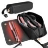817oAf2RWbL._SL1500_.jpg SS Hair Tools Travel Bag and Heat Resistant Mat for Hot Tools, Leather Curling Iron Case, Portable Essentials for Women, Black