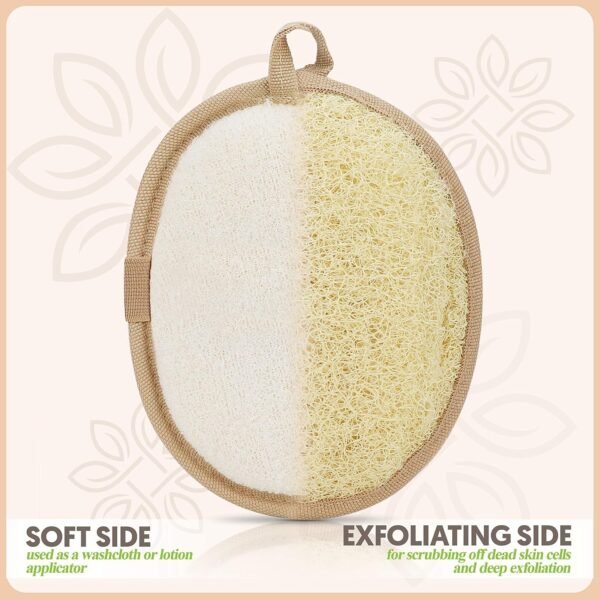 817tcjGFnvL._AC_SL1500_.jpg Almooni Natural Loofah Exfoliating Body Scrubber, Made with Natural Egyptian Shower Loofah Sponge, Bath Shower Loofah Sponge for Women and Men, for Face and Body That Gets You Clean - 2 Count (1 Pack)