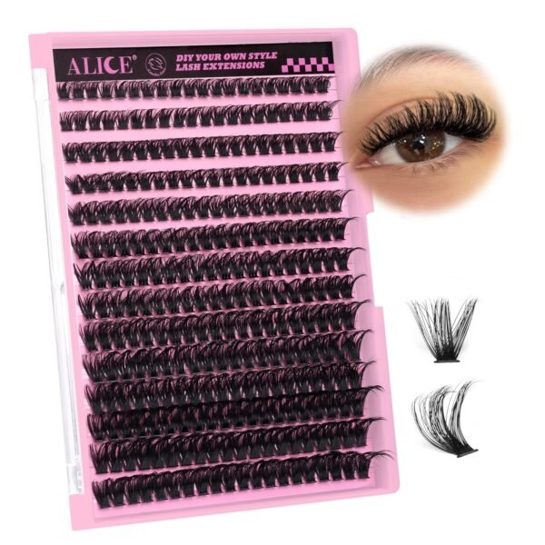 817yzAgJQDL._SL1500_.jpg 280Pcs Wispy Individual Lashes DIY Eyelash Extensions 8-16MM D-Curly Lash Extensions Lash Clusters 80D Cluster Eyelashes DIY at Home by ALICE