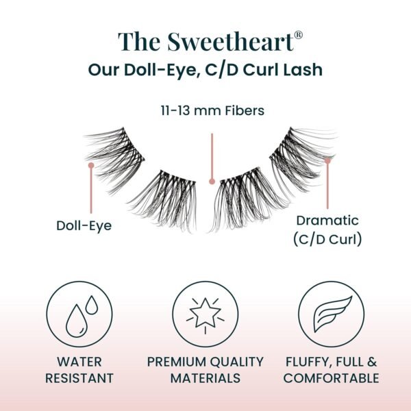81874dnTdiL._SL1500_.jpg Sweetheart Doll-Eyed Lash Clusters for Women, Salon Quality At Home Eyelashes Extension Kit, 6 Lash Sets, No Lash Glue Included