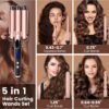 8188n740THL._AC_SL1500_.jpg Bo'laiya 5 in 1 Curling Wand Set with Temperature Display, Curling Iron Set with 5 Interchangeable Ceramic Curling Wands, Instant Heat Up, Suitable for All Hair Types (Rose Gold)