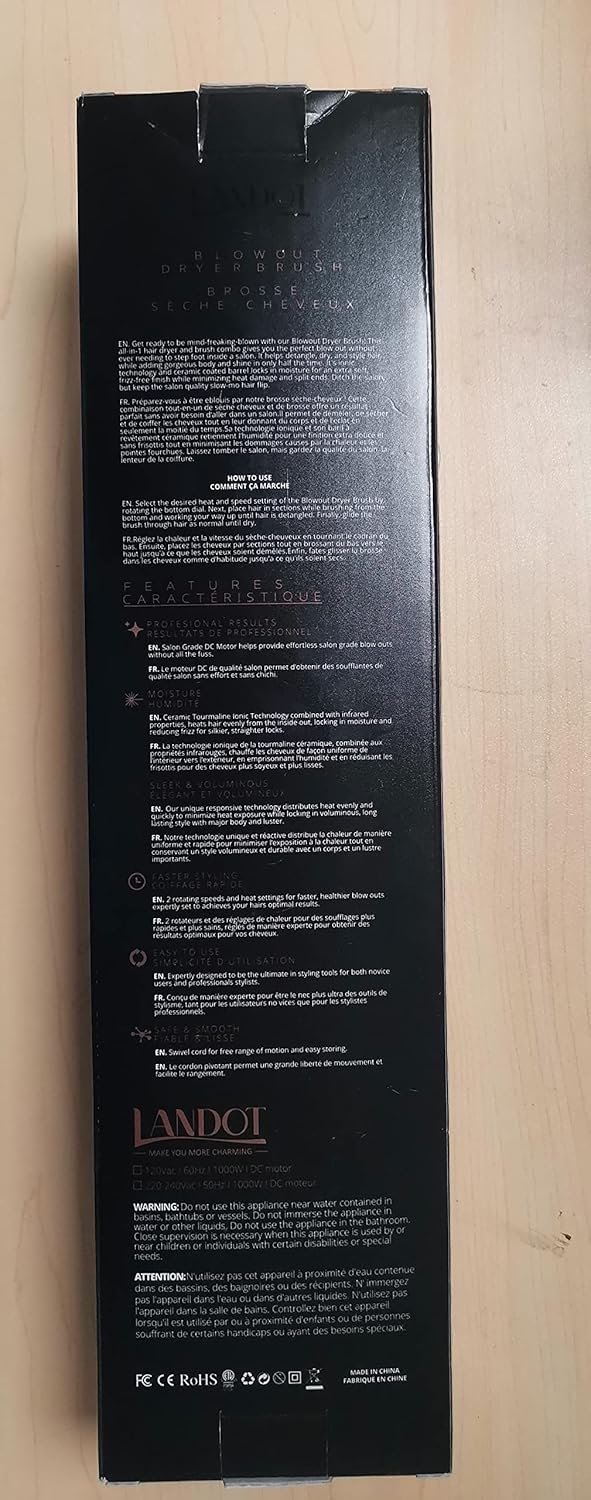 LANDOT Hair Blow Dryer Brush: One-Step Hot Air Brush with 60mm Oval Barrel - 4 in 1 HairDryer Styler and Volumizer for Drying Straightening Curling Volumizing Hair Fight Frizz and Add Volume