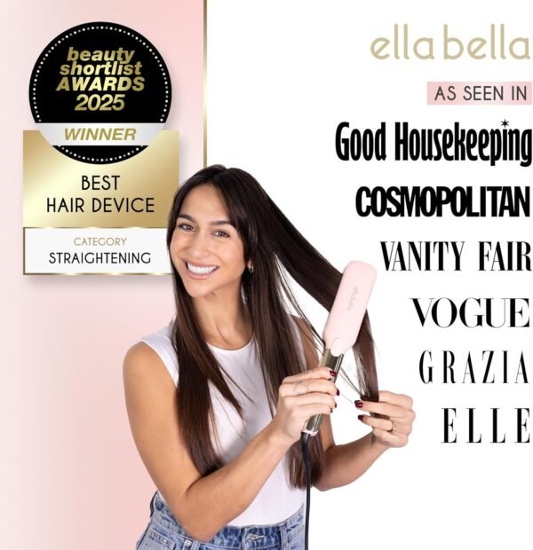 818YpBiGSRL._AC_SL1500_.jpg ELLA BELLA® Titanium Flat Iron Hair Straightener (with Infrared) • Professional Straightening Iron • Digital Display to Accurately Control Temperature • As Featured in Good Housekeeping