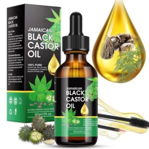 818aitMRMuL._SL1500_.jpg Jamaican Black Castor 100% Pure Castor Oil Cold Pressed Unrefined Glass Bottle, Castor Oil for Face Hair Growth Eyelashes Eyebrow Growth Serum Hair Treatment Oils Castor oul 2FLOZ
