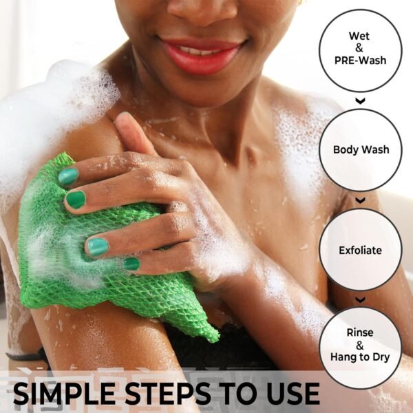 818eUI5PztL._AC_SL1500_.jpg African Net Sponge Authentic - 2 Pieces Exfoliating Body Scrubber Bath Sponge - Back Scrubber Washcloth for Shower with Travel Bag - Real African Scrub Exfoliator Body Care Bathing Accessorie