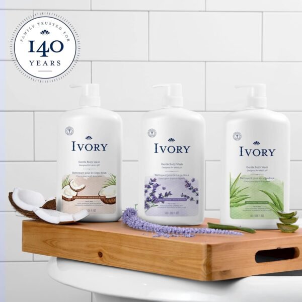 Ivory Gentle Body Wash, Designed for the Whole Family, Free of Dyes Heavy Perfumes Parabens Phthalates & Silicones, Lavender Scent, 35 oz