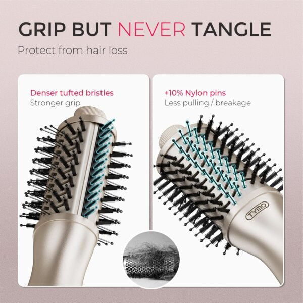 TYMO 2.0 Hair Blow Dryer Brush - Round Blowout Hot Air Brush, One Step Volumizer, Upgraded 2 Inch Barrel for Short Hair, 3X Faster Drying, 0.6 lb Ultra Lightweight, Straightener and Curling in One