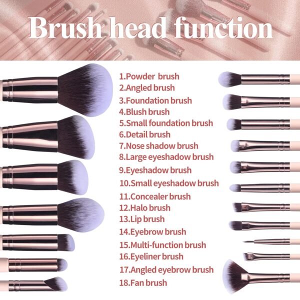 BS-MALL Makeup Brushes Premium Synthetic Foundation Powder Concealers Eye Shadows 18 Pcs Brush Set with 5 sponge & Holder Sponge Case (A-Pink)