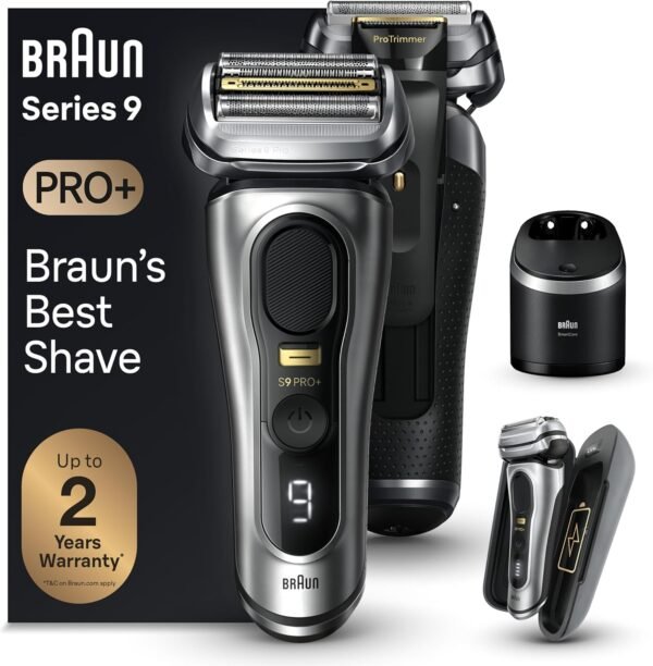 819NkvH-kbL._AC_SL1500_.jpg Braun Series 9 PRO+ 9577cc Electric Razor for Men, 5 Pro Shave Elements & Precision Long Hair Trimmer, 6in1 SmartCare Center, PowerCase for Mobile Charging, Wet & Dry, 60min Battery Runtime
