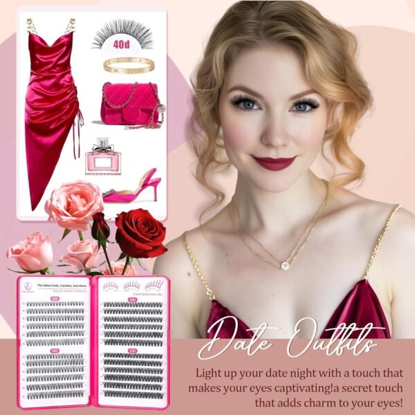 Waltz Lash Clusters Kit - Lash Clusters Lash Extension Kit with Bond and Seal Eyelash Cluster 20D30D40D50D-0.07D Cluster Eyelash Extensions Eyelash Extension Kit DIY at Home