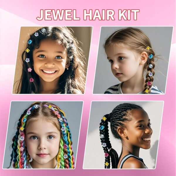 Hair Gem Stamper Kit, Hair Bedazzler Styling Tool with Reusable Rhinestones, Girls Hair Accessories, Birthday Gift Toy