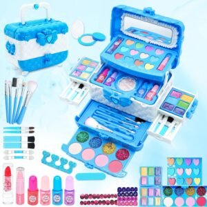Kids Makeup Kit for Girl - Kids Makeup Kit Toys for Girls,Play Real Makeup Girls Toys,Washable Make Up for Little Girls,Non Toxic Toddlers Cosmetic for Children Age 3-12 Years Old,Teen (Blue)