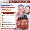 Wholesome Wellness Super-Absorb Multi Collagen Pills (Type I II III V X) Organic Herbs & Bioperine - Hair, Skin, Nails, Joints - Hydrolyzed Peptides Protein Supplement for Women & Men (90 Capsules)