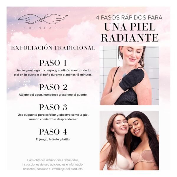 Seraphic Skincare (Original) Premium Exfoliating Mitt for Body (2pc) – 100% Vegan Viscose Traditional Body Scrub Glove Kessa Korean Washcloth – Body Exfoliator for Self-Tan Removal & Keratosis Pilaris